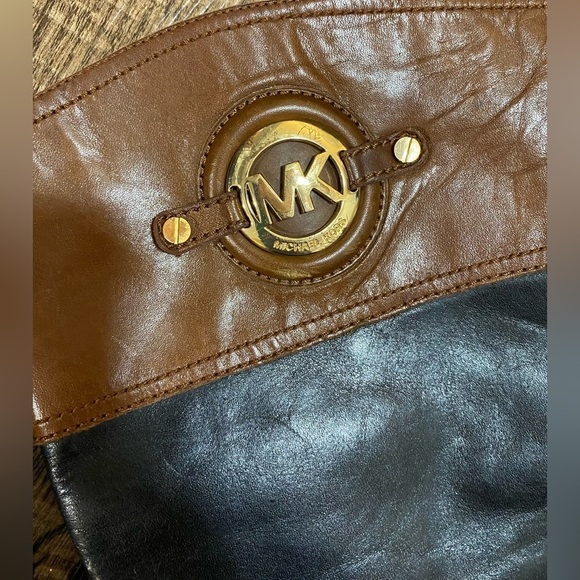 Michael Kors Fulton Two Tone Leather Riding Boots Size 10 - Picture 2 of 7